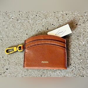 Fossil Sofia Brown Leather Card Case Wallet NWT